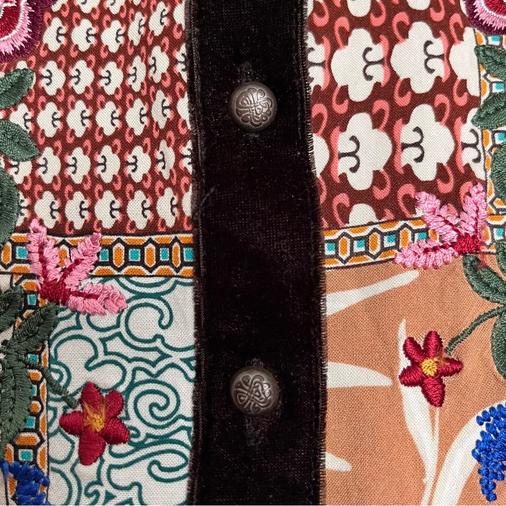 John Mark Floral Patchwork Embroidered Beaded But… - image 6